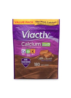 Viactiv Calcium Plus Vitamin D Supplement Soft Chews Brown Milk Chocolate 180 Count  - Image 1