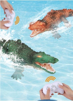 Arabest RC Crocodile Boat,2.4GHz Alligator with Glowing Eyes,Lake & Pool Floating Toy for Kids Aged 3+ (Green)  - Image 2