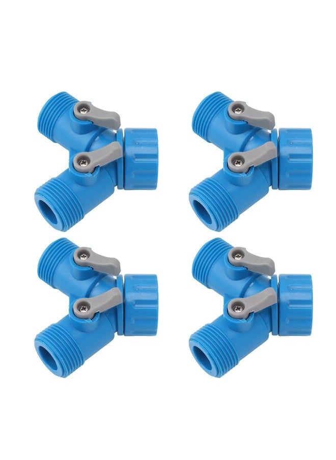 NIBEMINENT - Tap Y Splitter 2 Way 2 Valves Hose Splitter Connector for Garden Hose Faucet Standard 4pcs - Image 1