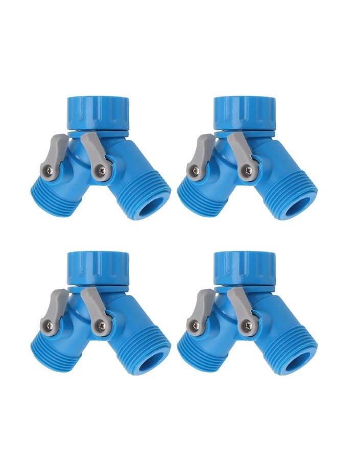 NIBEMINENT - Tap Y Splitter 2 Way 2 Valves Hose Splitter Connector for Garden Hose Faucet Standard 4pcs - Image 1