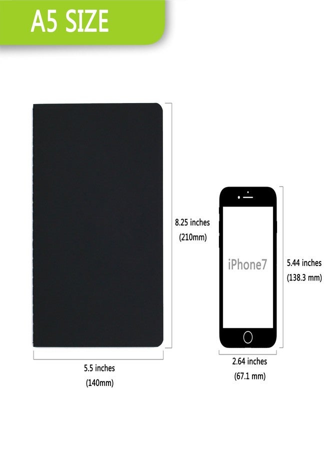 Twone Travel Journal Set With 6 Notebook Journals For Travelers - Black Soft Cover - A5 Size - 210 Mm X 140 Mm - 60 Square Grid Pages/ 30 Sheets - Image 3