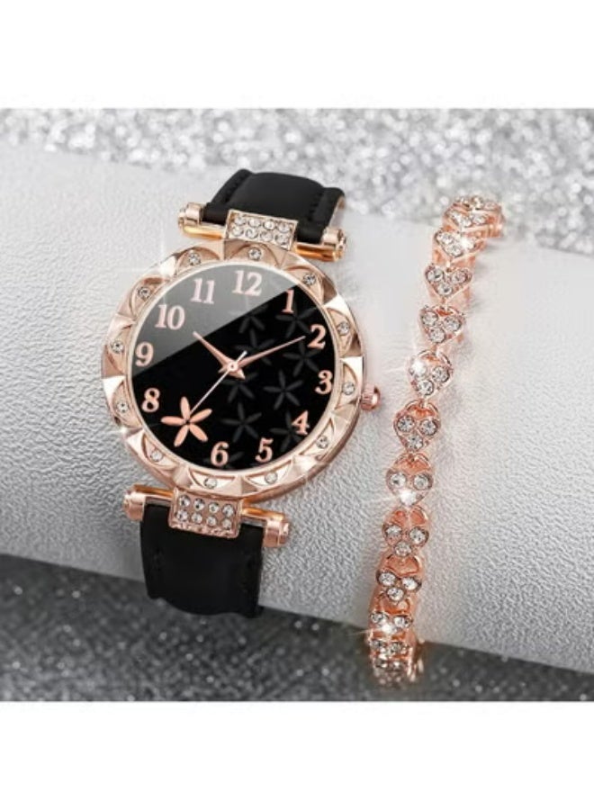 Women's Water-Resistant Leather Analog Watch Set - Classic Stylish Design for Business & Casual Wear - Elegant Ladies Wristwatch Gift for Her - Image 2