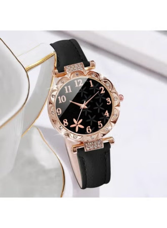 Women's Water-Resistant Leather Analog Watch Set - Classic Stylish Design for Business & Casual Wear - Elegant Ladies Wristwatch Gift for Her - Image 3