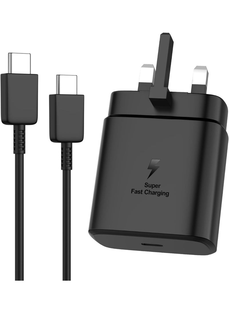 أبانيا شاحن سامسونج 45 واط شحن سريع جداً من النوع C مع كابل تايب سي متوافق مع جالكسي Samsung Galaxy S26, S25 Ultra, S24 Ultra, S23, A16, A56, A17, A26, A36 وأجهزة ايفون، ايباد، شاومي، هواوي والمزيد - Image 1