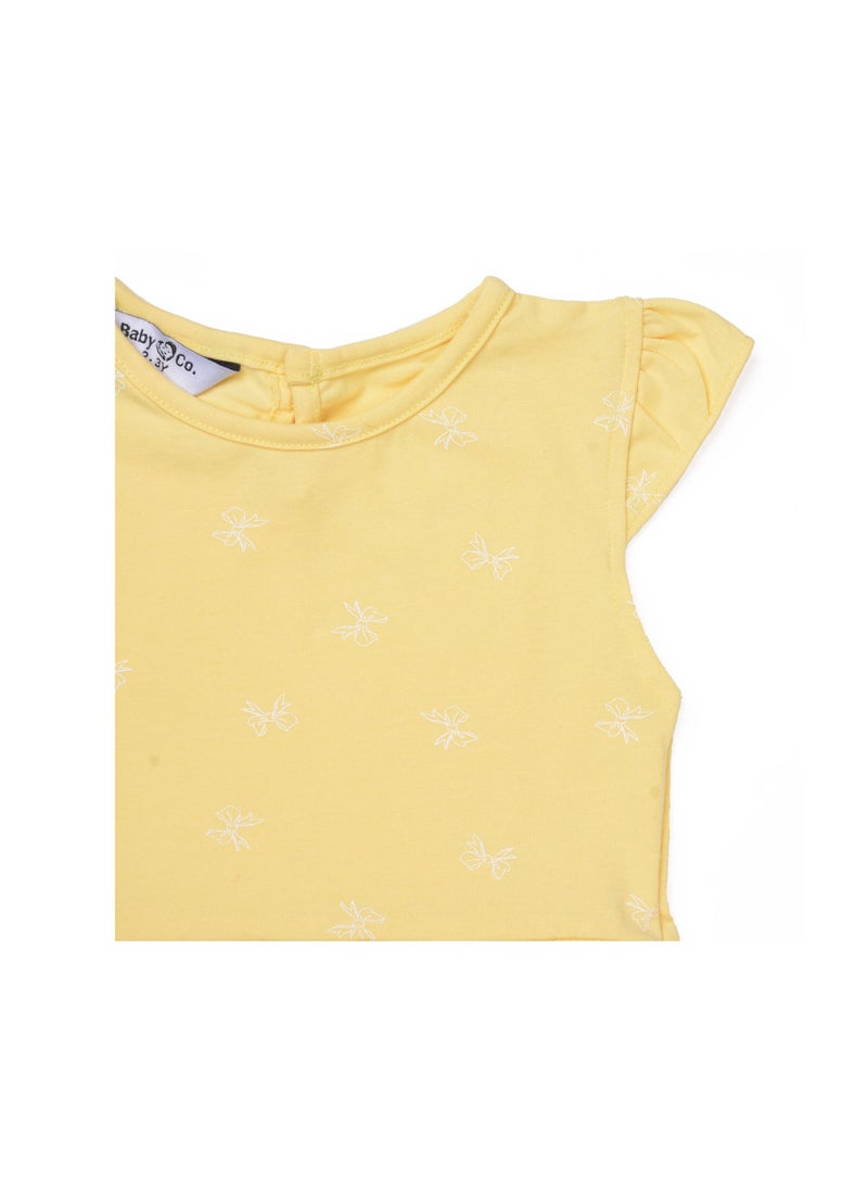 Baby Co. - Yellow bows printed dress with head band. - Image 1