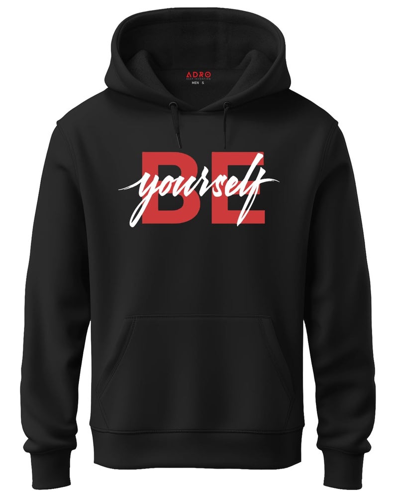 ADRO Men's Cotton Neck Hooded Sweatshirt (H20-M-BYO-BL_Black_2XL) - Image 1