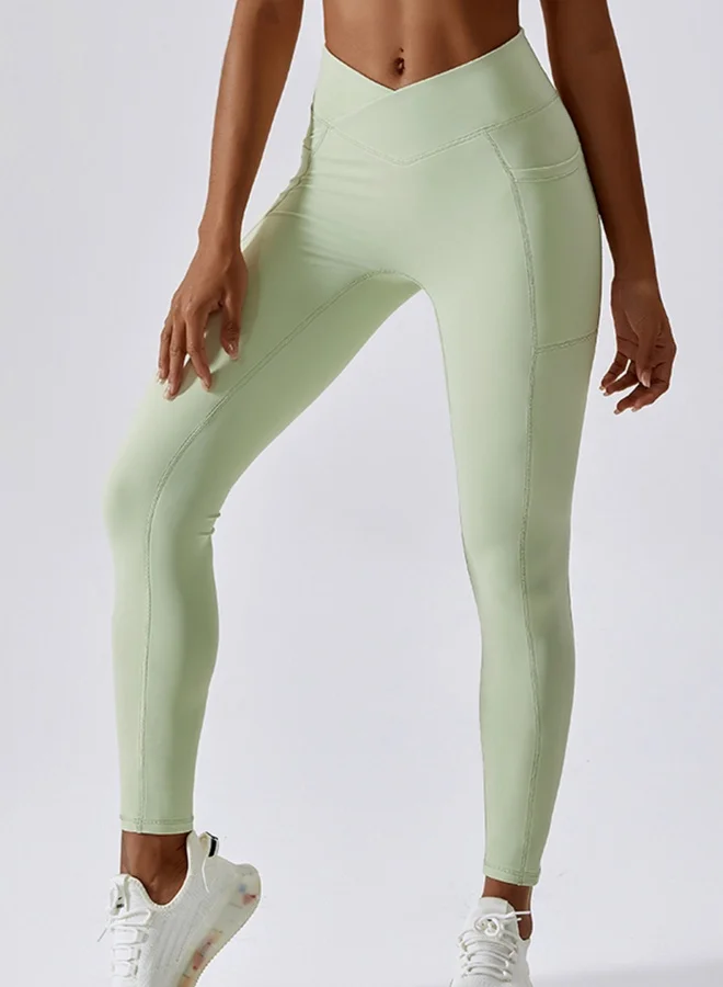 كون.يوغا Womens High Waist Contour Workout sport Leggings Yoga Pants Tummy Control Running Pants With Pockets.