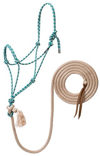 Weaver Leather Silvertip No. 95 Rope Halter with 10' Lead, Average, Teal/Tan/Silver/White - Image 4