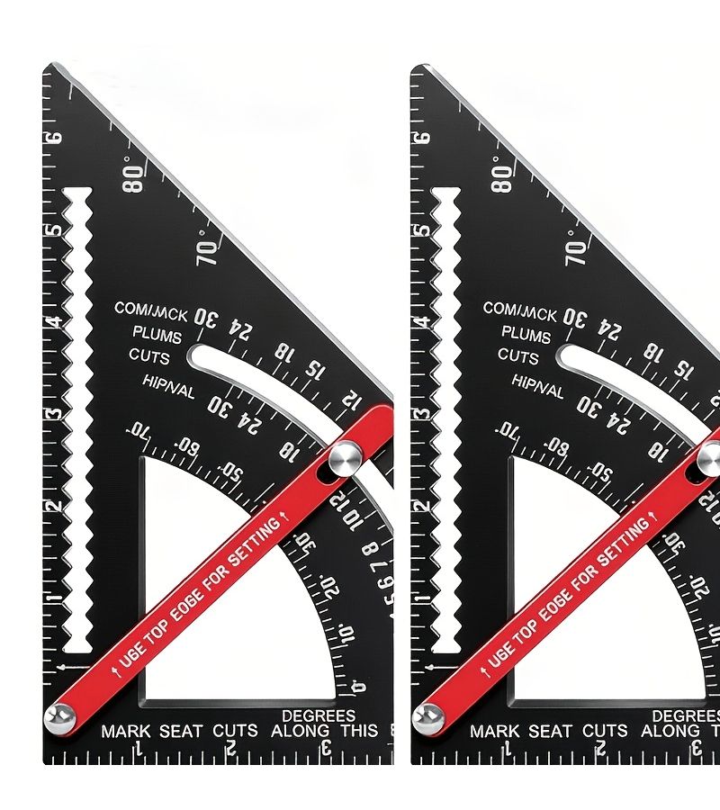Black Multifunctional 7-Inch Triangle Ruler for Woodworking and Drafting - Image 2