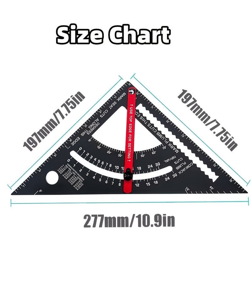 Black Multifunctional 7-Inch Triangle Ruler for Woodworking and Drafting - Image 3