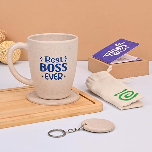 Eha Earth- Friendly Best Boss Ever Mugs for Coffee | Gift Items for Boss | Birthday Gift for Men | Gifts for Sister | Set of 1 | 300 ml | Coffee Mug | Made with Rice Husk| Sand Castle - Image 1