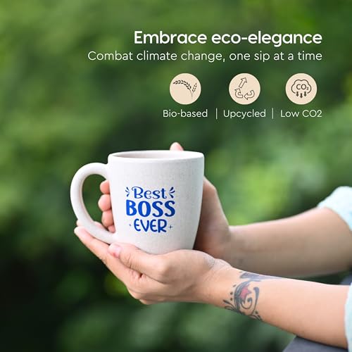 Eha Earth- Friendly Best Boss Ever Mugs for Coffee | Gift Items for Boss | Birthday Gift for Men | Gifts for Sister | Set of 1 | 300 ml | Coffee Mug | Made with Rice Husk| Sand Castle - Image 5