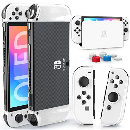 HEYSTOP Switch OLED Case for Nintendo Switch OLED Model, Dockable Cover Hard PC Protector Case for Switch OLED Grips for Switch OLED Console and Accessories with Thumb Stick Caps - Image 1