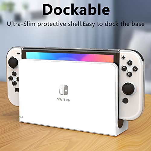 HEYSTOP Switch OLED Case for Nintendo Switch OLED Model, Dockable Cover Hard PC Protector Case for Switch OLED Grips for Switch OLED Console and Accessories with Thumb Stick Caps - Image 2