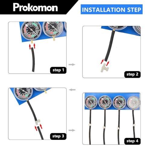 Prokomon Motorcycle Carburetor Synchronizer Tool; Carb Synchronizer Tool with 4 Gauge; Vacuum Carb Sync Tool for 2 Cylinder or 4 Cylinder - Image 5