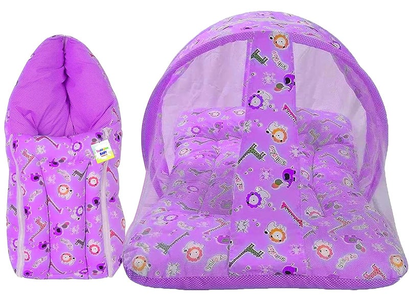 Toddylon Flat Bed Baby Bed New Born Baby Bedding Set Combo of Baby Mattress with Mosquito Net | Carry Bag | Cotton Beds | Carry Bag | Unisex Infants (0-6 Months) (2PCS Set) - Image 1