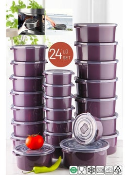 Nandy Home مجموعة حاويات تخزين دائرية قابلة للاستخدام في الميكروويف والبراد ٢٤ قطعة برقوق  - Image 1
