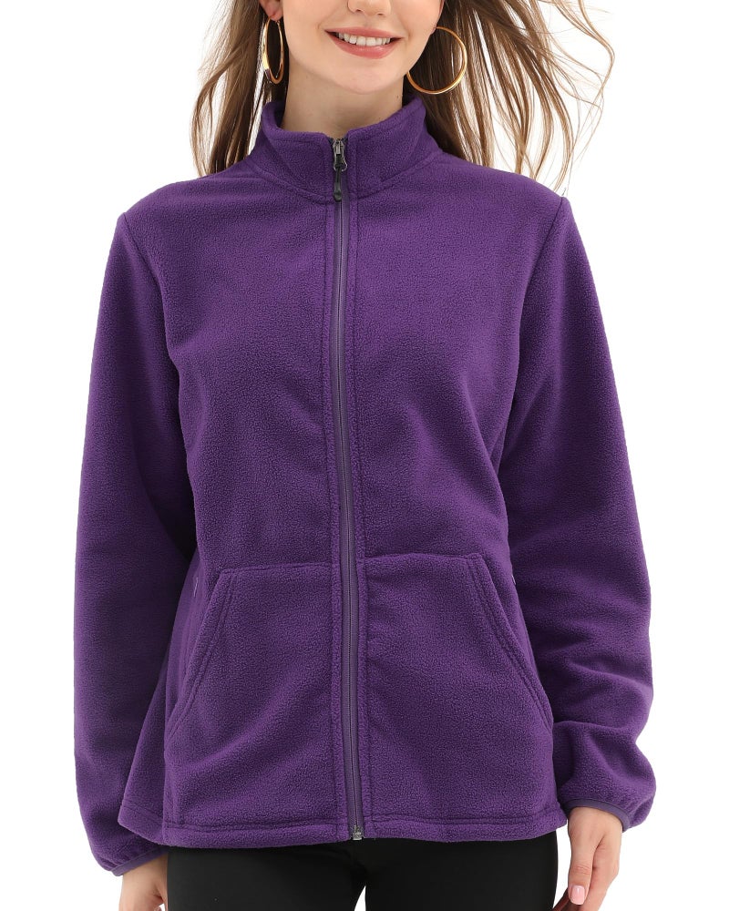 Argstar purple Fleece Jacket for Women, Lightweight Full Zip Classic Soft Casual Recreation Coat with Zipper Pockets M - Image 5