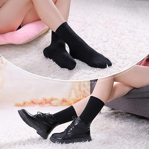 LINEMIN Wool Socks for Women Winter Warm Hiking Thick Warm Cozy Boot Crew Gift Socks 5 Pairs (Black) - Image 5