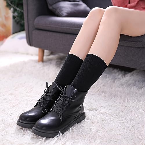 LINEMIN Wool Socks for Women Winter Warm Hiking Thick Warm Cozy Boot Crew Gift Socks 5 Pairs (Black) - Image 3