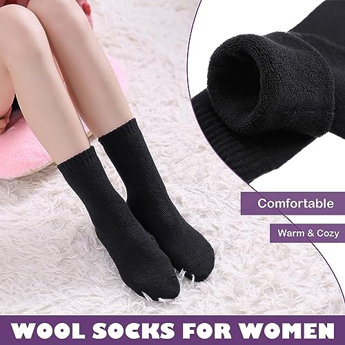 LINEMIN Wool Socks for Women Winter Warm Hiking Thick Warm Cozy Boot Crew Gift Socks 5 Pairs (Black) - Image 4