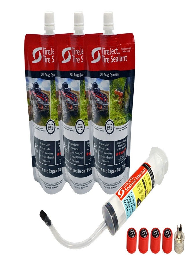 TireJect Lawn Mower Tire Sealant - Flat Tire Protection Kit with Sealant Injector - Image 1