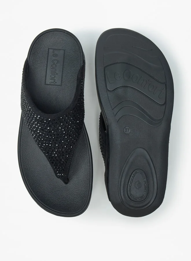 Le Confort Womens Embellished SlipOn Flatform Sandals