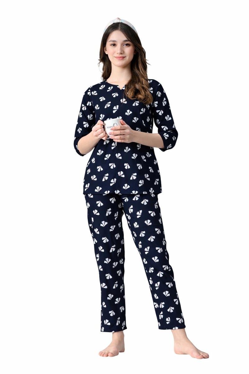 Ichaa Women's Printed Rayon Night Wear Top and Bottom Night Suit Set - Image 1