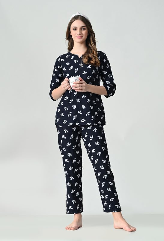 Ichaa Women's Printed Rayon Night Wear Top and Bottom Night Suit Set - Image 2