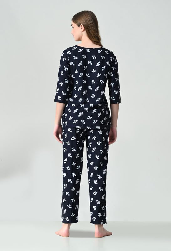 Ichaa Women's Printed Rayon Night Wear Top and Bottom Night Suit Set - Image 3