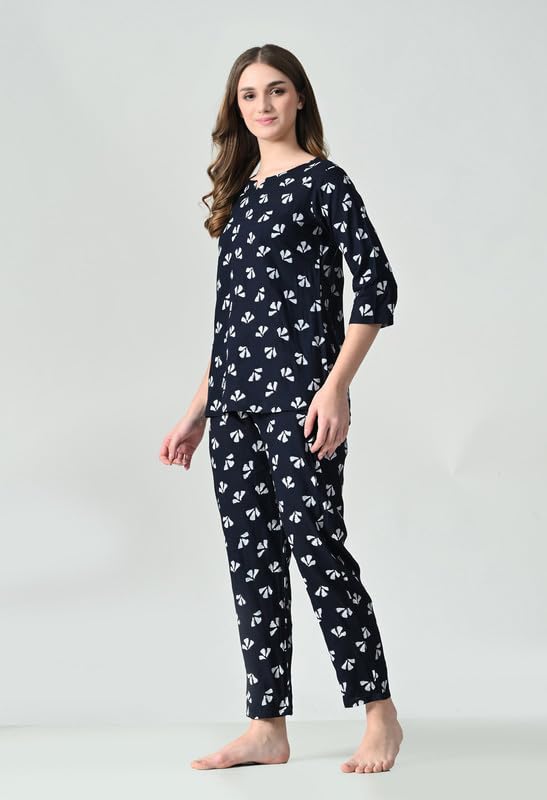 Ichaa Women's Printed Rayon Night Wear Top and Bottom Night Suit Set - Image 4