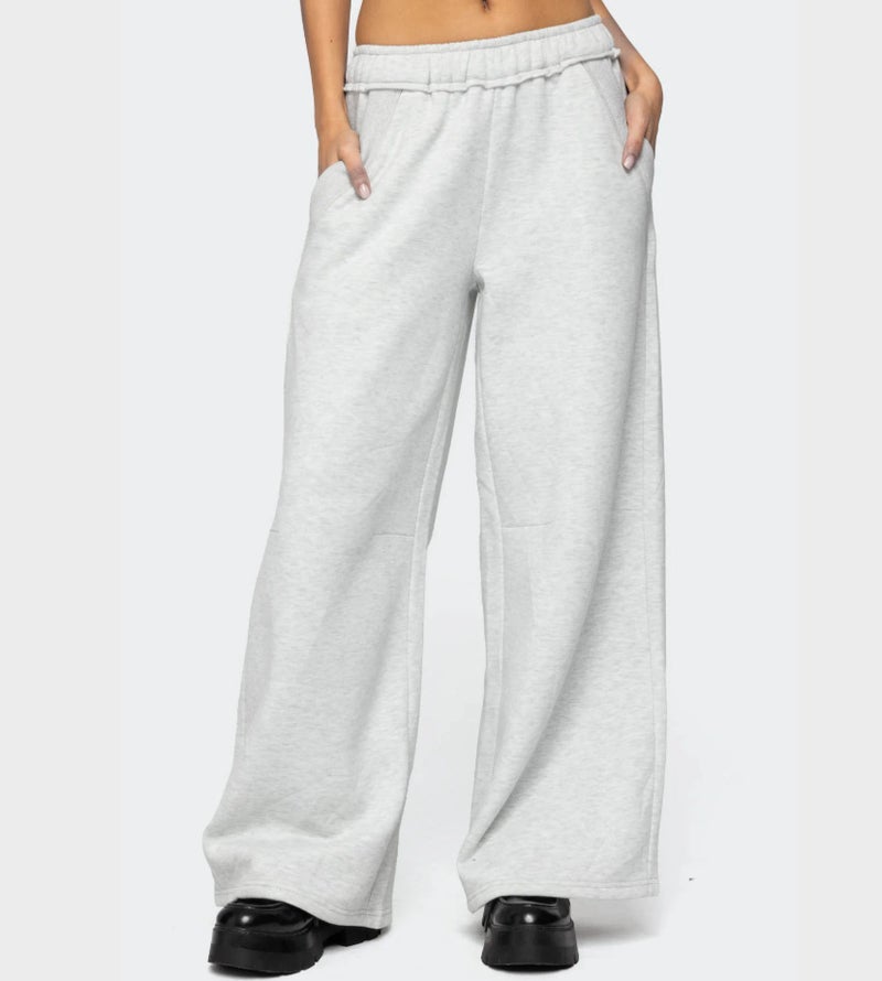 Vintage High Waist Gray Sweatpants for Women Light gray 
