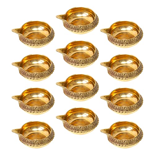 DOKCHAN Brass Kuber Diya Oil Lamps for Pooja Room Decoration Diwali Festival Traditional Deepak for Temple Use (Size 2 Inch | Pack of 12) - Image 1