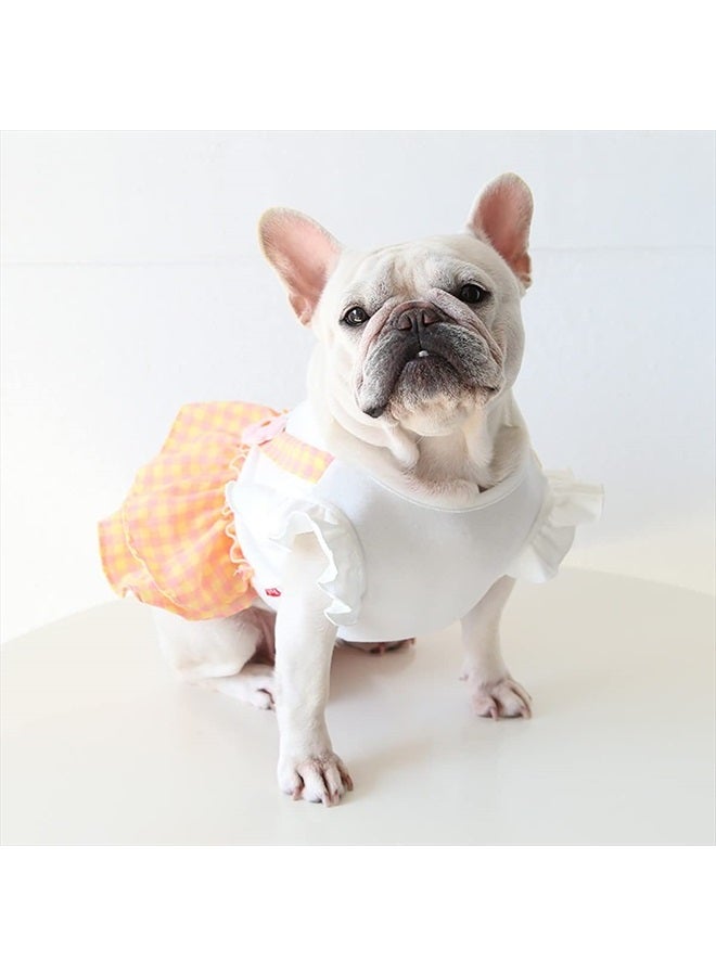 Moorfowl French Bulldog Tutu Dress with Cute Carrot Rabbit Patterns Dog Girl Plaid Suspender Skirts for Doggie Summer Clothes for Pug Corgi Party Dress Fashion Outfits - Image 2