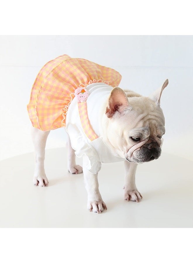 Moorfowl French Bulldog Tutu Dress with Cute Carrot Rabbit Patterns Dog Girl Plaid Suspender Skirts for Doggie Summer Clothes for Pug Corgi Party Dress Fashion Outfits - Image 3