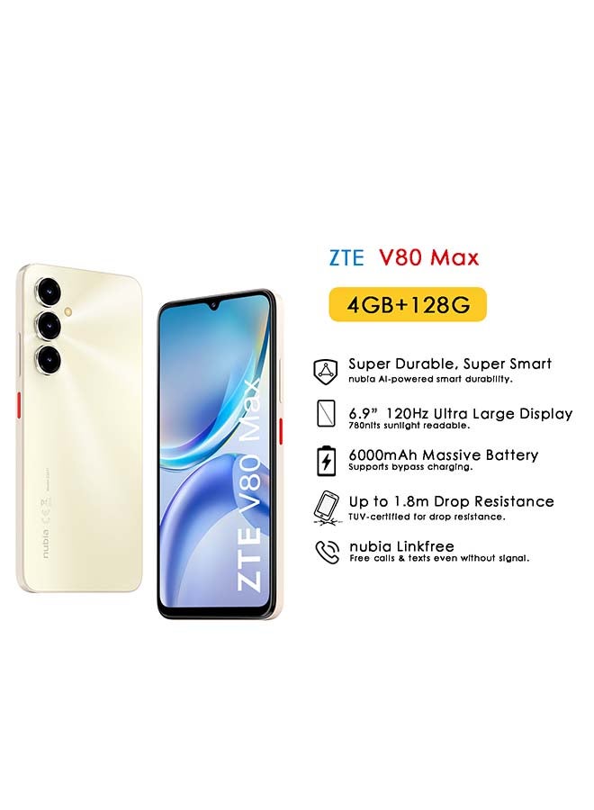 ZTE V80 Max 6.9-inch  Aurellia Gold HD+ 120Hz 4G+4G RAM 128GB 6000mAh 50MP AI Triple Camera - International Version - Image 1