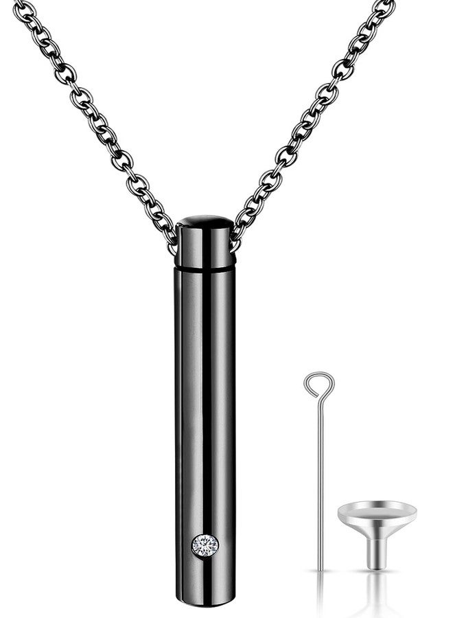 يوفينغ قلادات يوفينغ لحفظ رماد الموتى، جرار لحفظ رماد الموتى، قلادة تذكارية لحفظ رماد الموتى، مصنوعة من الفولاذ المقاوم للصدأ، مجوهرات تذكارية لحفظ الرماد (أسود) - Image 1