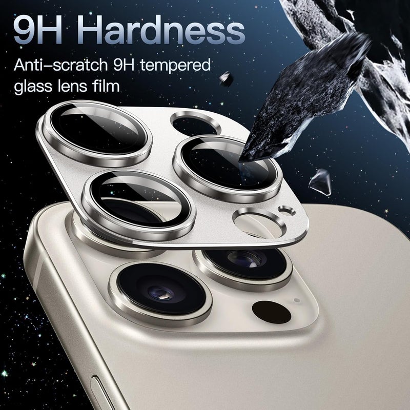 Jetech Camera Lens Protector for iPhone 16 Pro 6.3-Inch and iPhone 16 Pro Max 6.9-Inch, Full Coverage 9H Tempered Glass Ring Cover, Matte Metal Plate, Case Friendly, 1-Pack (Natural Titanium) - Image 4