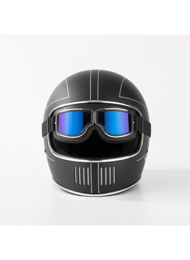 Retro Harley Goggles Black Leather Colored Lens Motorcycle Helmet Goggles Windproof Dustproof Motorbike Riding Glasses - Image 4