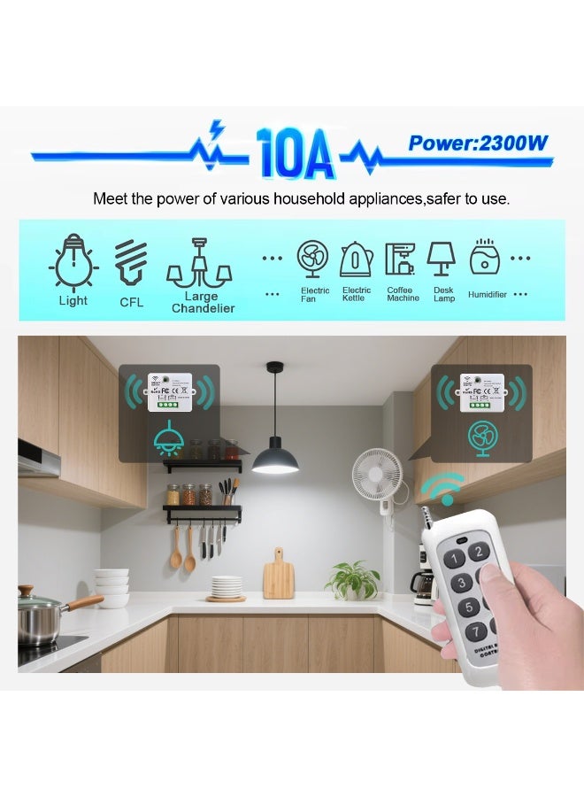 Wireless Light Switch Kit Remote Control Switch No Wiring Needed Stable RF433 Signal 30m Range for Home Office Factory - Image 3