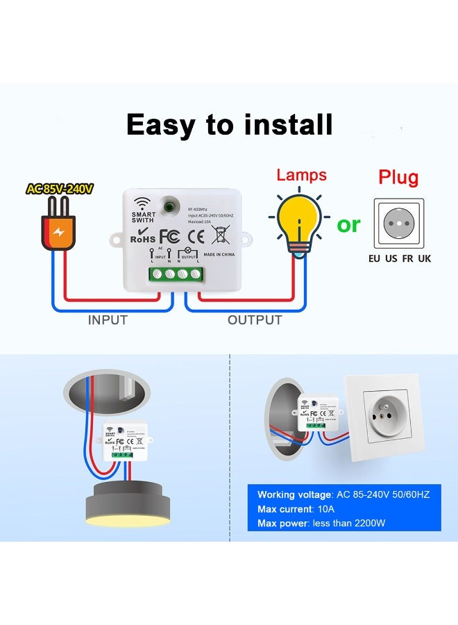 Wireless Light Switch Kit Remote Control Switch No Wiring Needed Stable RF433 Signal 30m Range for Home Office Factory - Image 4