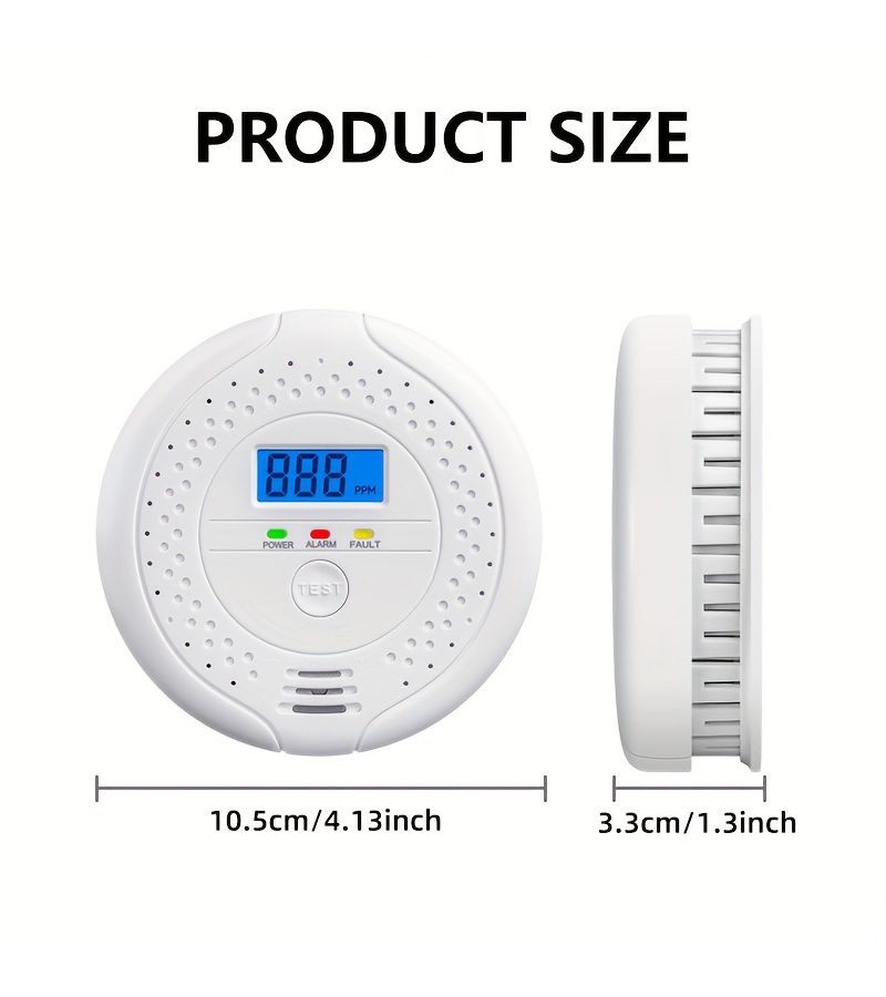 Portable Air Quality Monitor White For Carbon Monoxide Detection Battery Powered Easy Installation Digital Display - Image 2