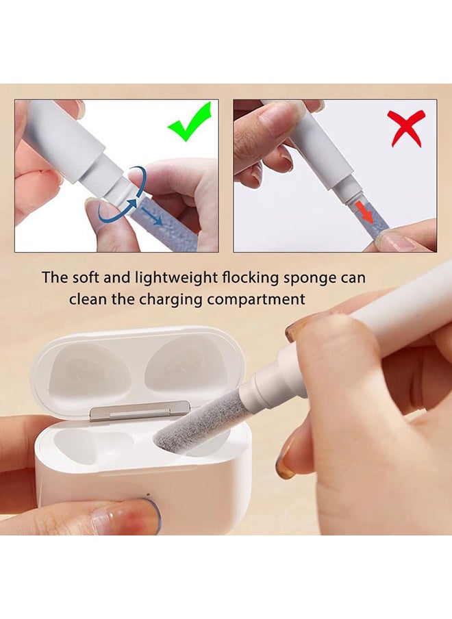 O Ozone - 3 in 1 Multi-Function Cleaning Kit for Airpods Pro 1, 2nd Gen Case Cover,Cleaning Pen with Soft Brush Flocking Sponge for Earphones Case-White - Image 1