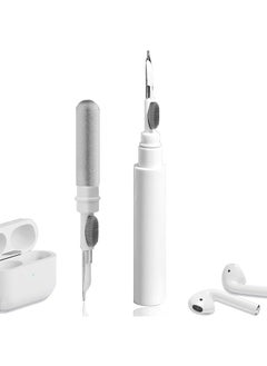 3 in 1 Multi-Function Cleaning Kit for Airpods Pro 1, 2nd Gen Case Cover,Cleaning Pen with Soft Brush Flocking Sponge for Earphones Case-White