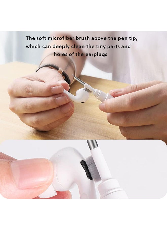 O Ozone - 3 in 1 Multi-Function Cleaning Kit for Airpods Pro 1, 2nd Gen Case Cover,Cleaning Pen with Soft Brush Flocking Sponge for Earphones Case-White - Image 1