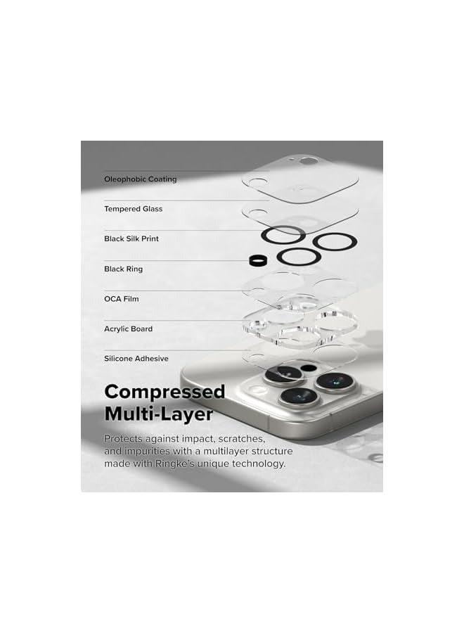 PROMASS Camera Glass [Multi-Layer Protection] Compatible with iPhone 16 Pro / 16 Pro Max Camera Lens Protector, Tempered Glass Cover- 2 Pack - Image 5