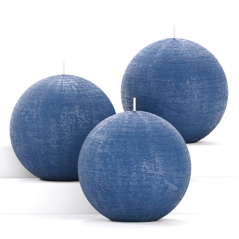 CANDWAX Set of 3 Round Candles Ball 3 inch  Royal Blue Candles Perfect as Wedding Decor and as Sphere Candles for Home Decor  Long Burning Candles Unscented  Navy Blue Candles