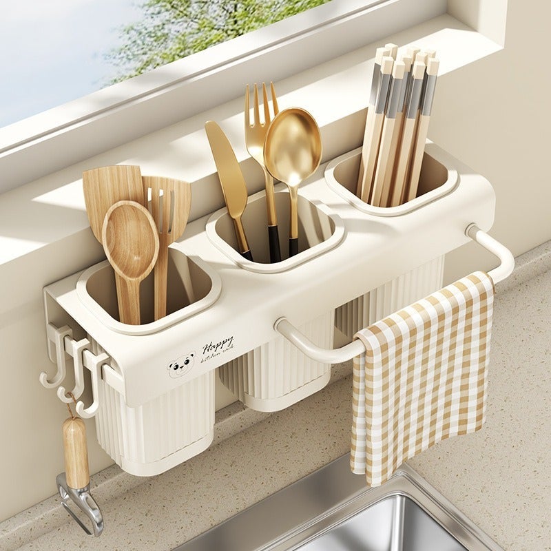 Wall-Mounted Chopstick Holder and Knife Rack - Image 1