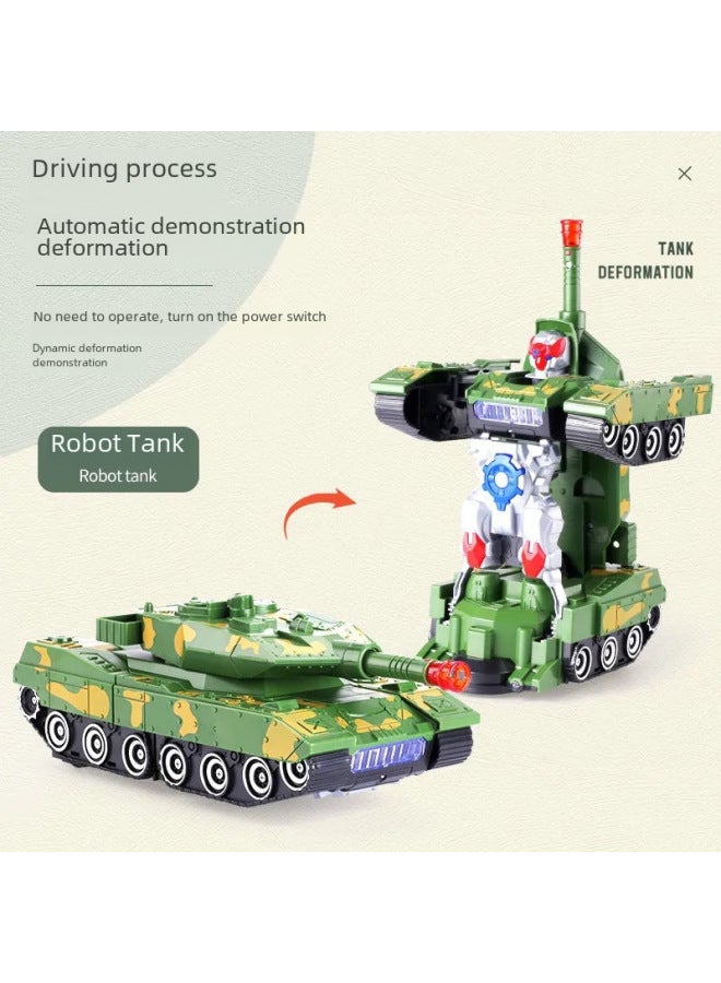 Loquat Children's Robot Transform Tank Armored Vehicle All-directional Light Music Electric Plane Boys Toy Plastic Model Tank-Color:Deformation Tank Battery Screwdriver - Image 5