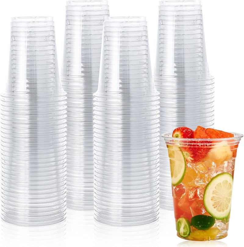 Lilymicky [100 Pack] 12 oz Clear Plastic Cups, PET Disposable Drinking Cups, 12 oz Plastic Cups, Perfect for Ice Coffee, Smoothie, Soda, or Any Cold Drinks - Image 1